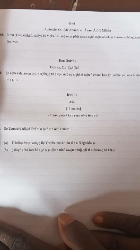 2026 WAEC Yoruba Theory Answers Page 2