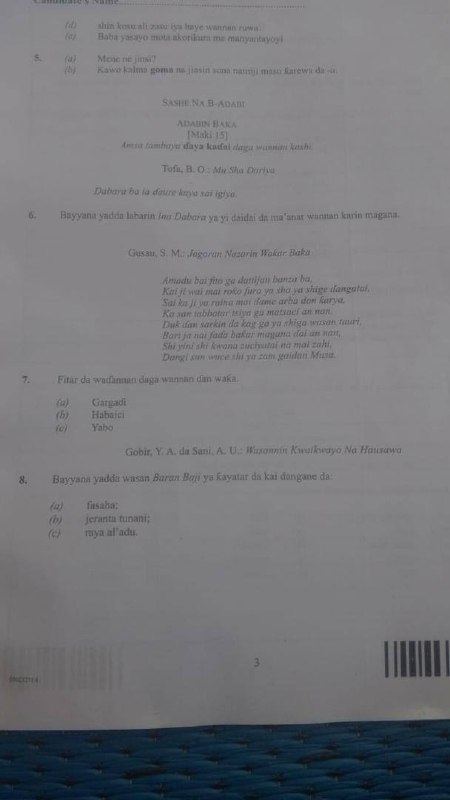 2026 WAEC Hausa Exam Questions Photo 4