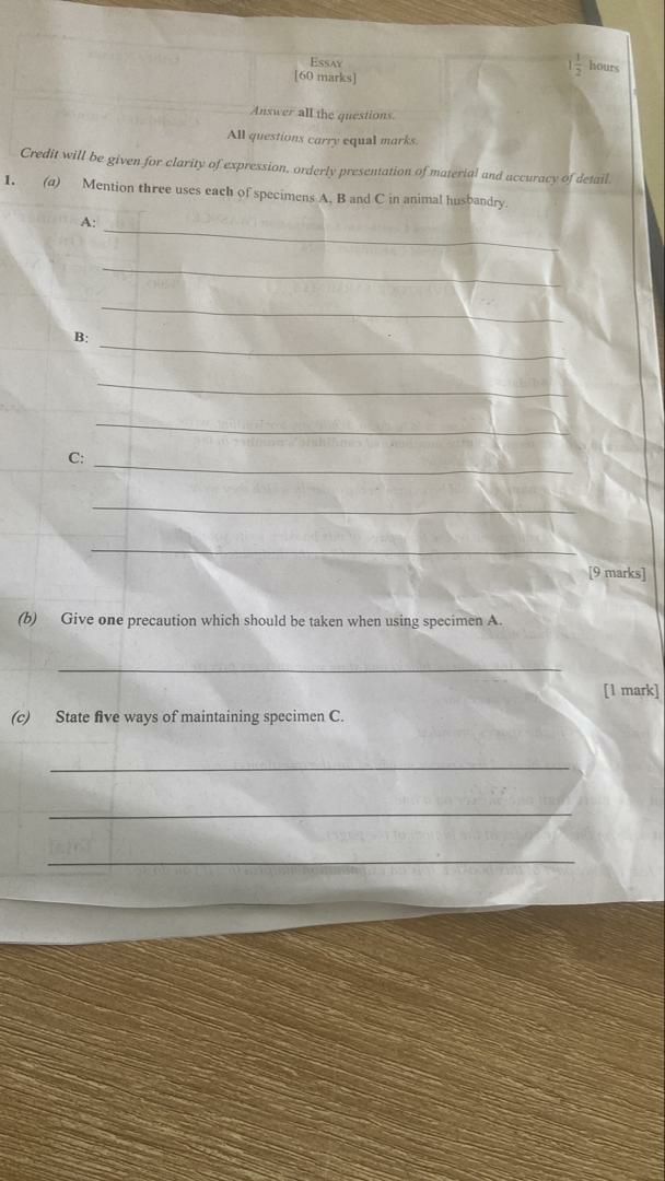 2026 WAEC Livestock Farming Practical Questions Photo 2