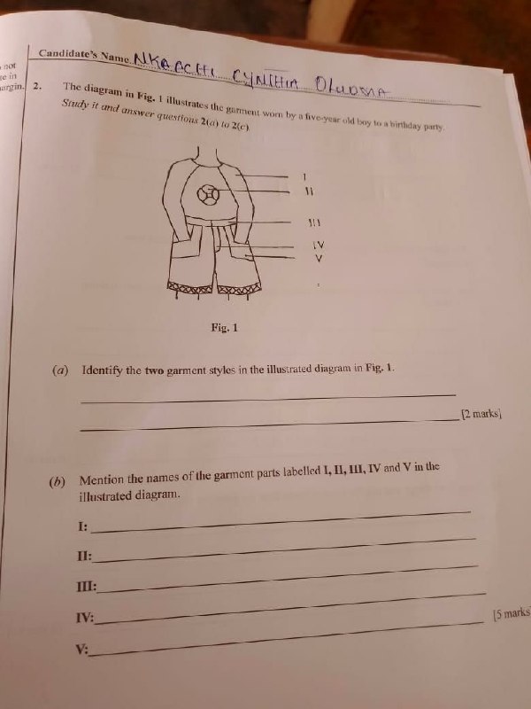 WAEC 2026 Fashion Design & Garment Making question paper page 1