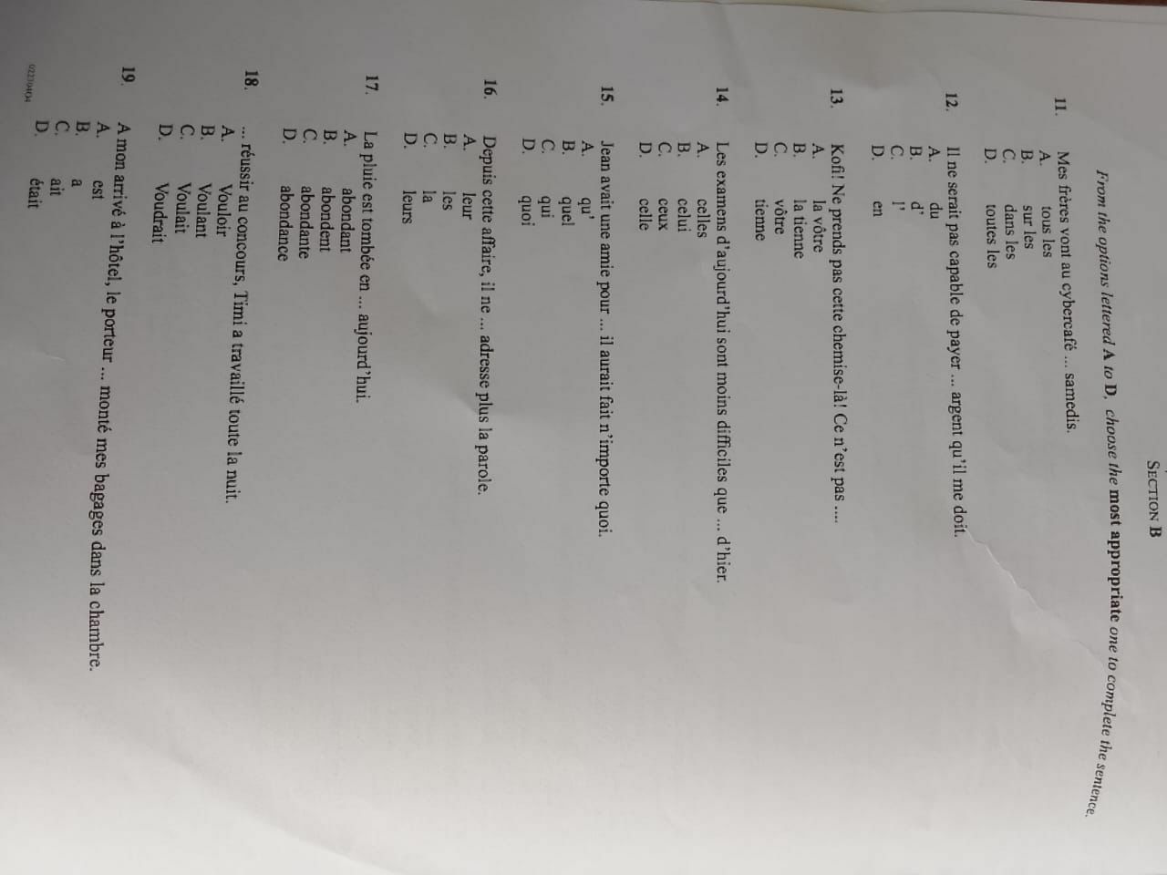2026 WAEC French question paper page 3
