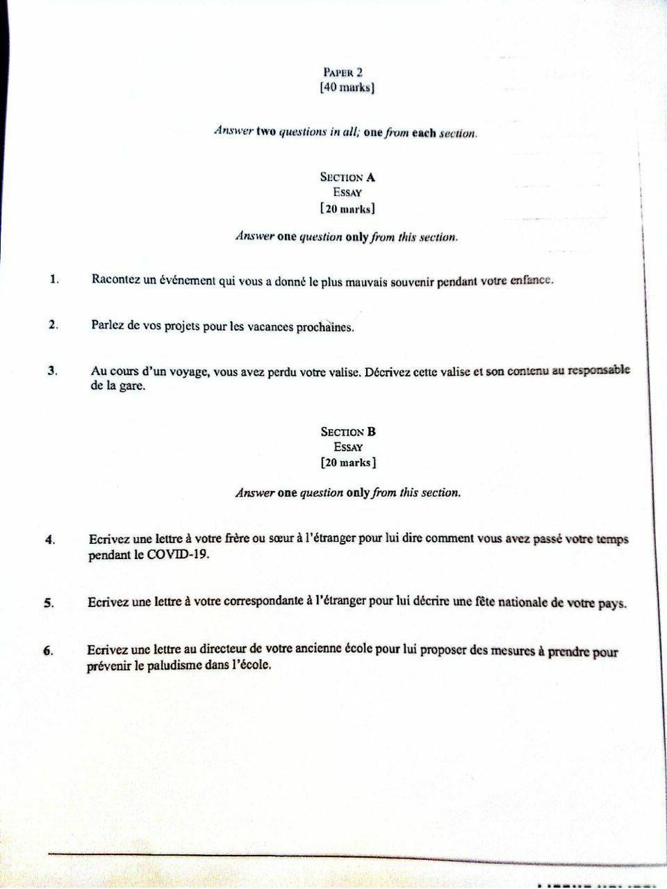 2026 WAEC French question paper page 4