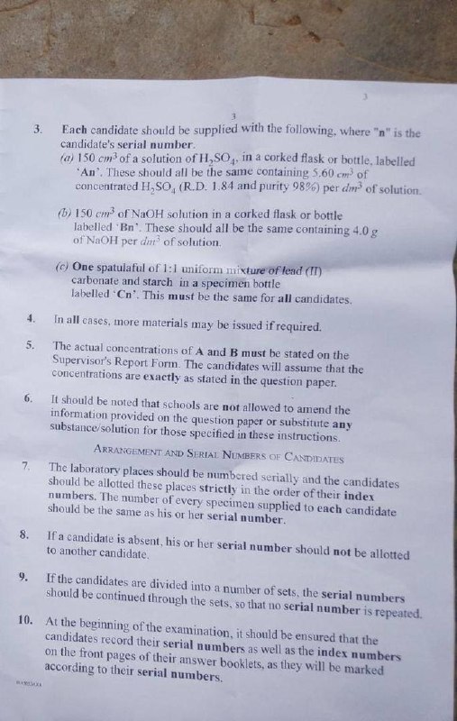 WAEC 2026 Chemistry 3 Practical Alternative A cover page