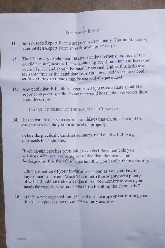 WAEC 2026 Chemistry 3 Practical Alternative A apparatus list