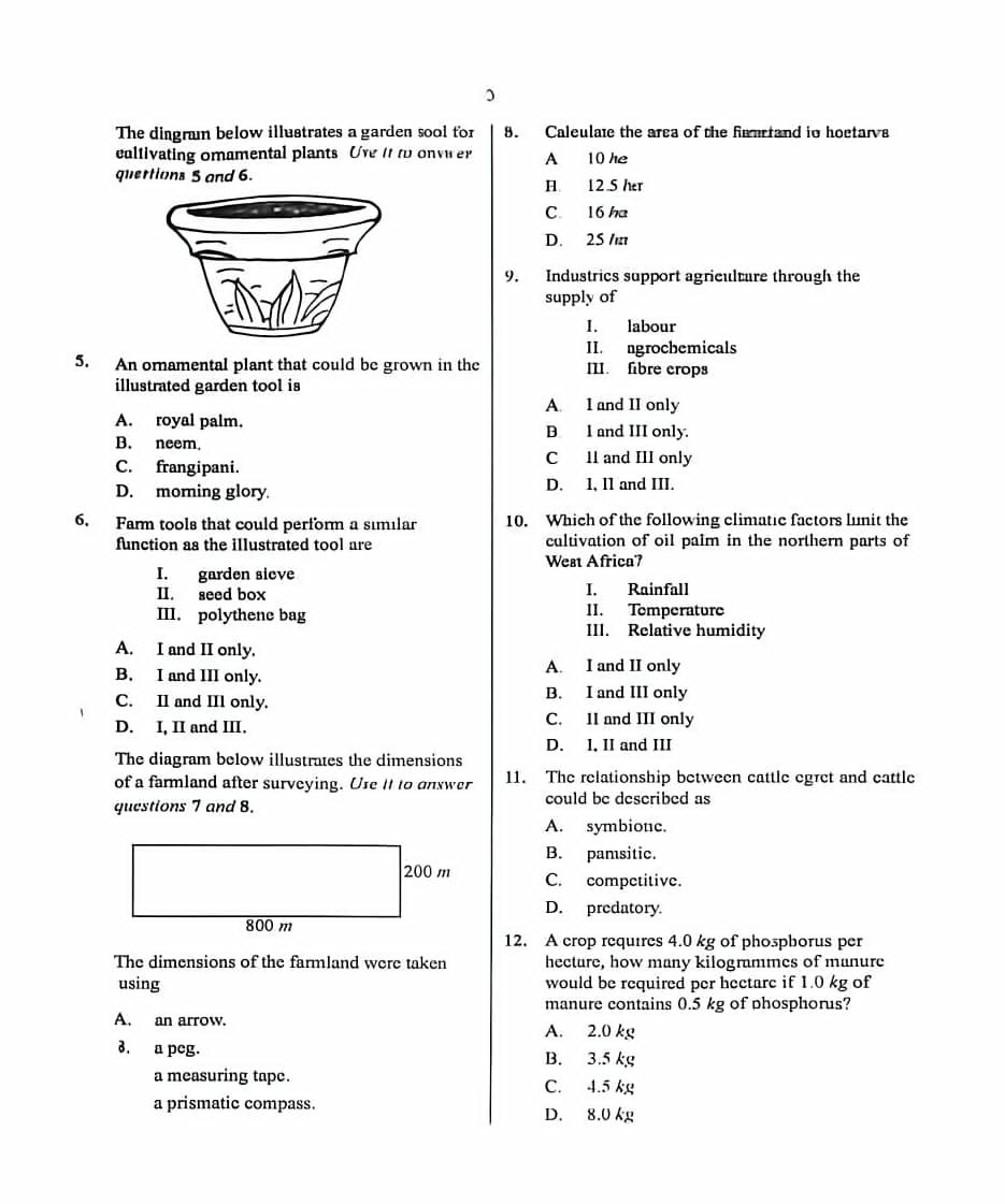 WAEC 2026 Agricultural Science Question Paper page 3