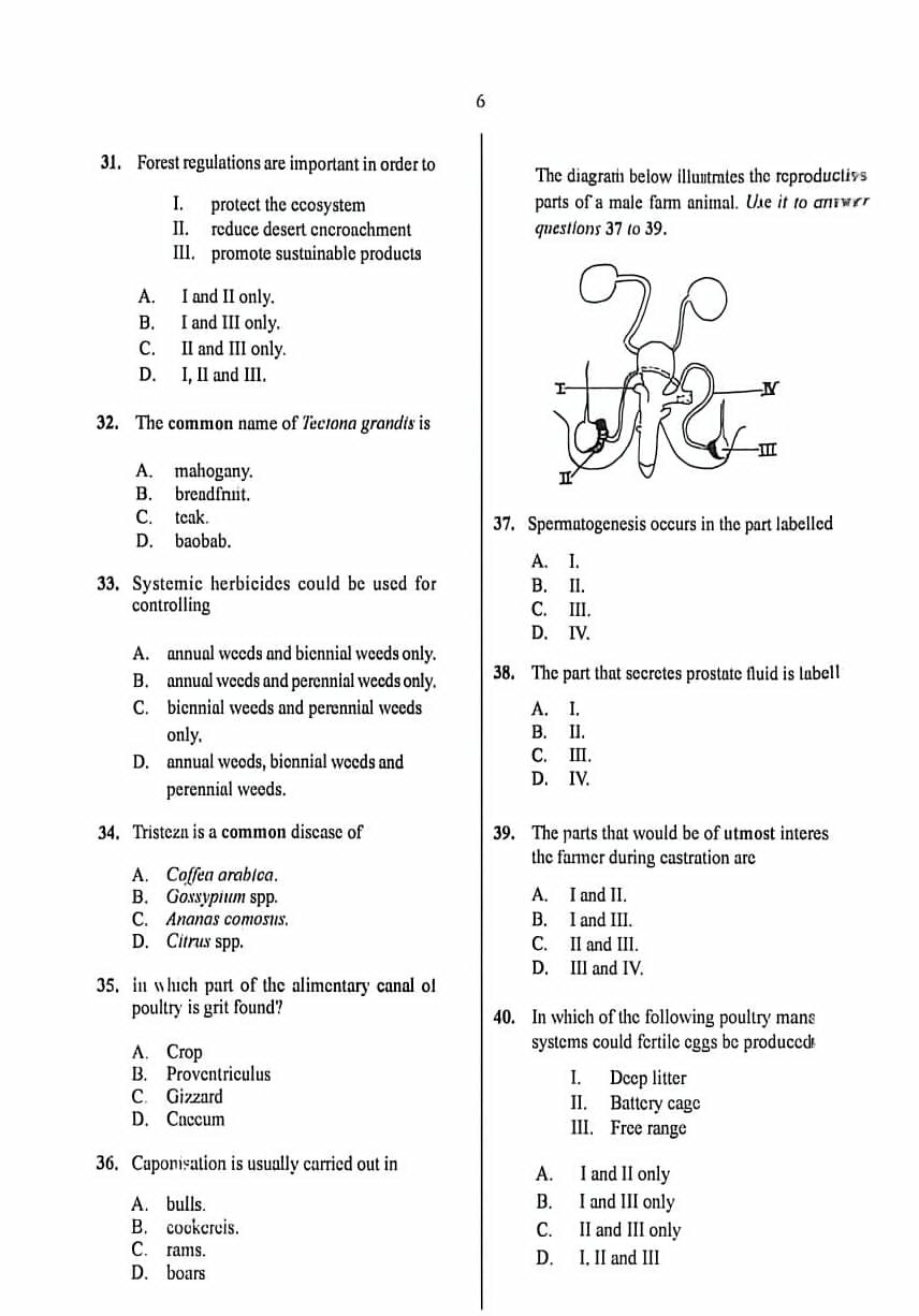 WAEC 2026 Agricultural Science Question Paper page 6