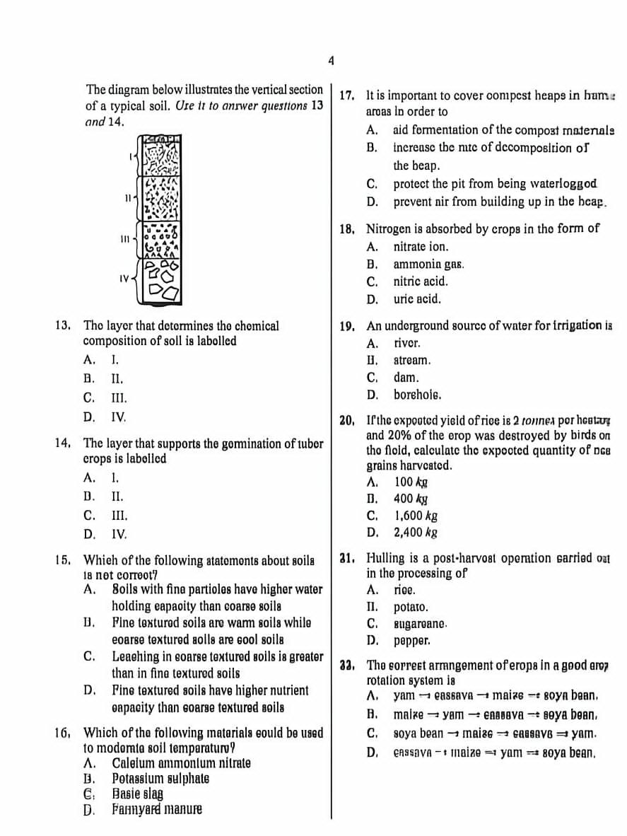 WAEC 2026 Agricultural Science Question Paper page 7