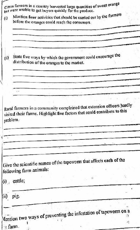 WAEC 2026 Agricultural Science Question Paper page 8