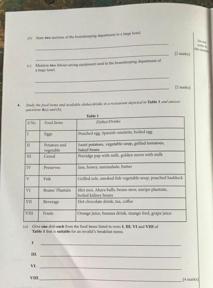WAEC 2026 Catering Craft Question Paper - Page 1