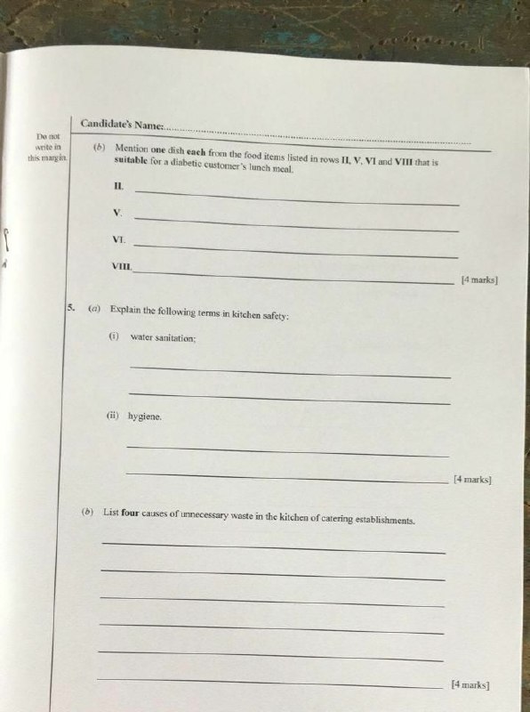 WAEC 2026 Catering Craft Question Paper - Page 2