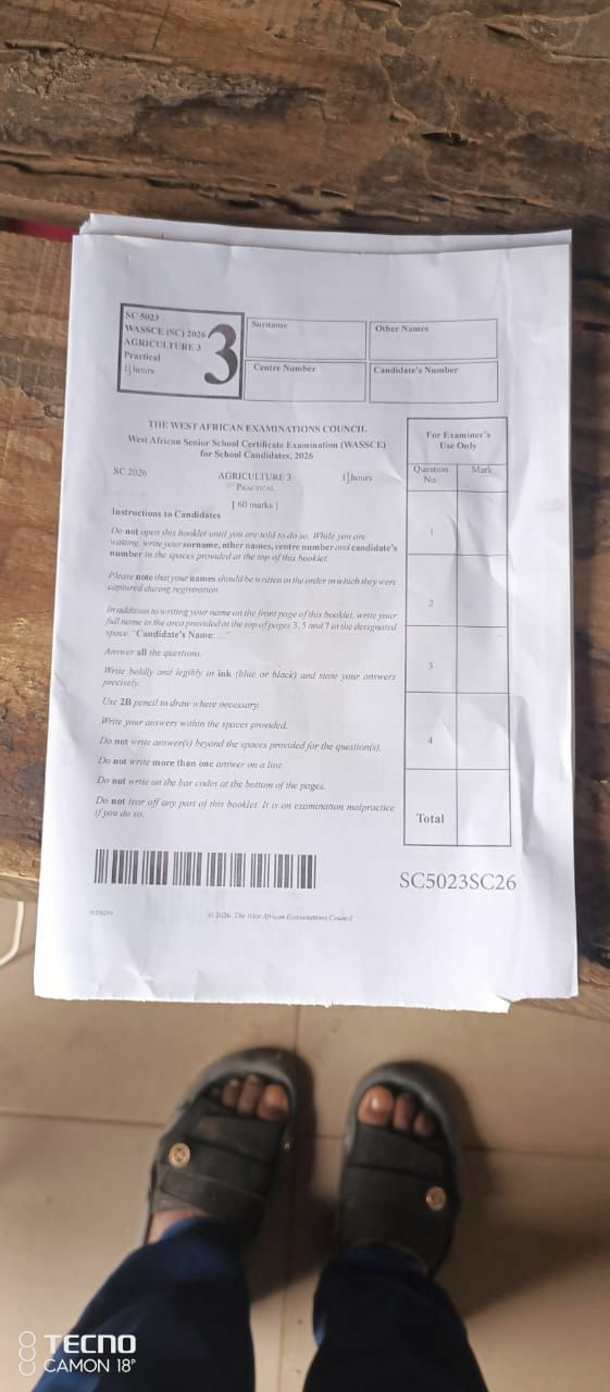 WAEC 2026 Agric Practical question paper page 9