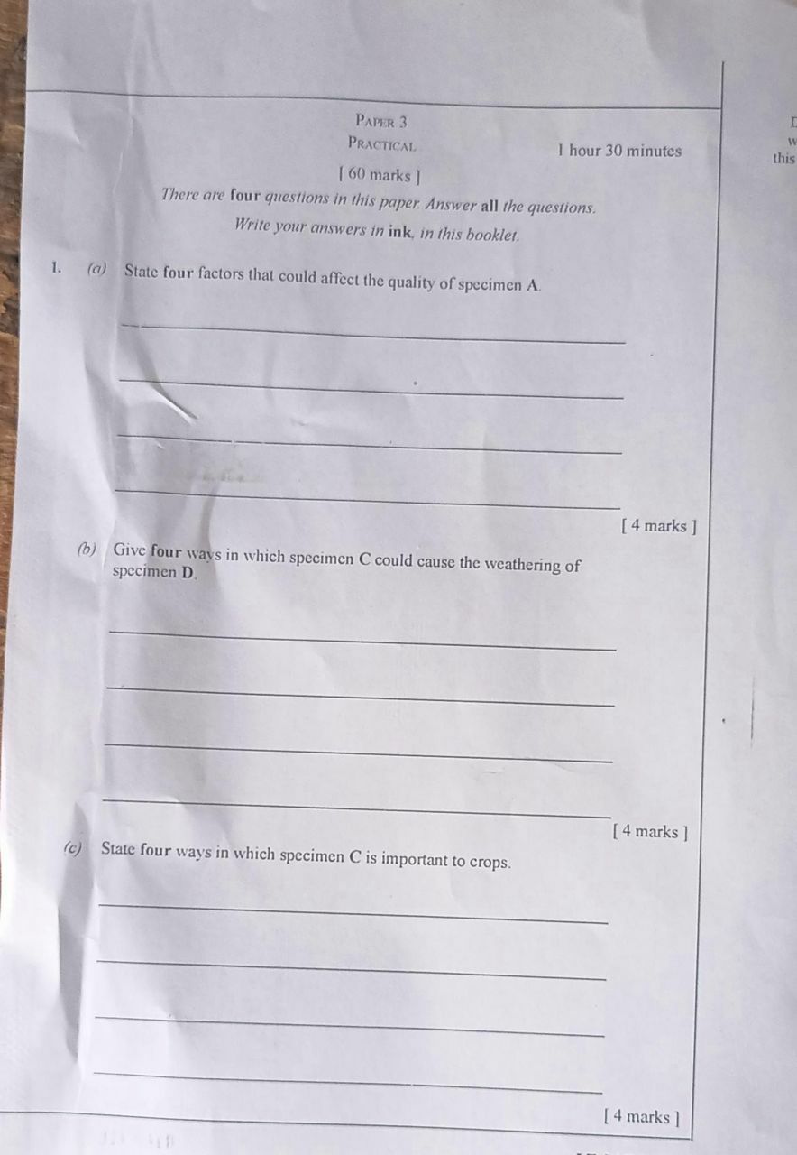 WAEC 2026 Agric Practical question paper page 12
