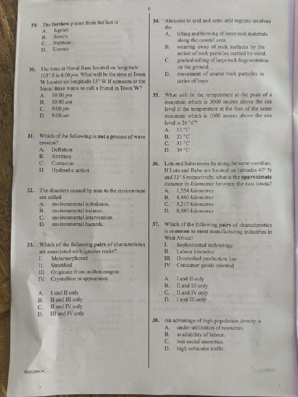 WAEC 2026 Geography question paper page 5