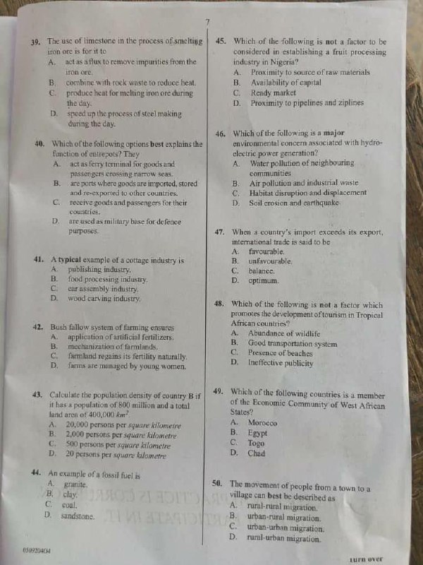 WAEC 2026 Geography question paper page 6