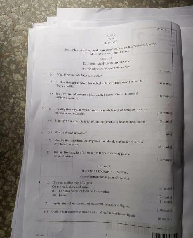 WAEC 2026 Geography question paper page 8