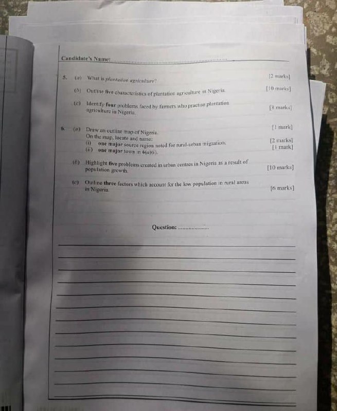 WAEC 2026 Geography question paper page 9