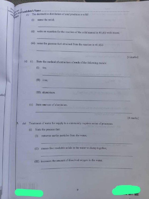WAEC 2026 Chemistry 2 question paper page 2