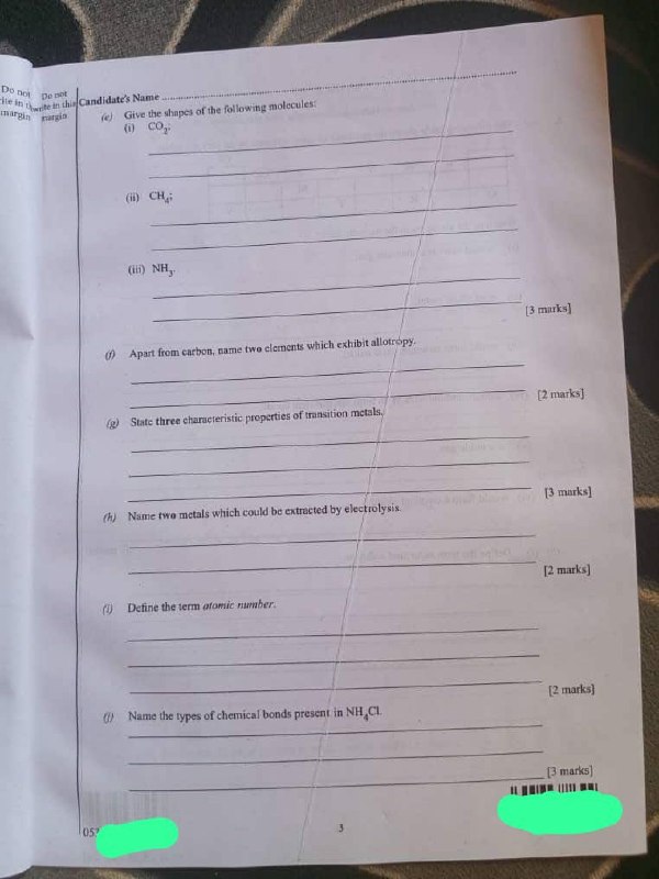 WAEC 2026 Chemistry 2 question paper page 3