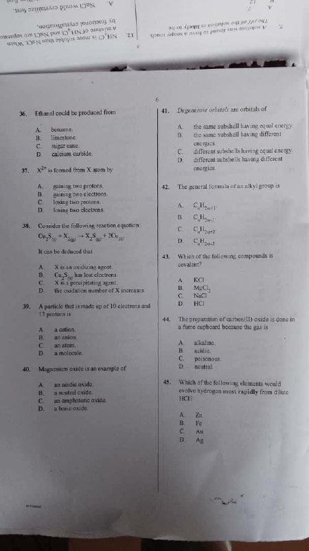 WAEC 2026 Chemistry 1 OBJ question paper page 4