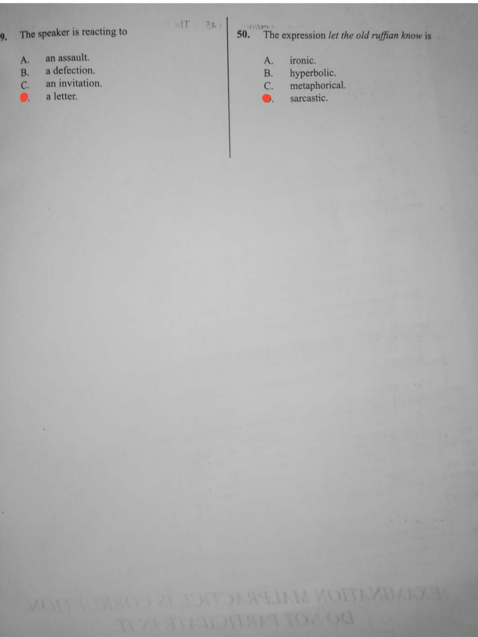 WAEC 2026 Literature in English Paper 1 objective question paper page 2
