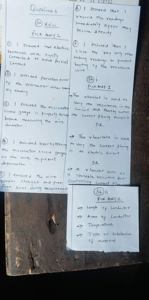 WAEC 2026 Physics Practical Official Answer Sheet Question 3 page 2