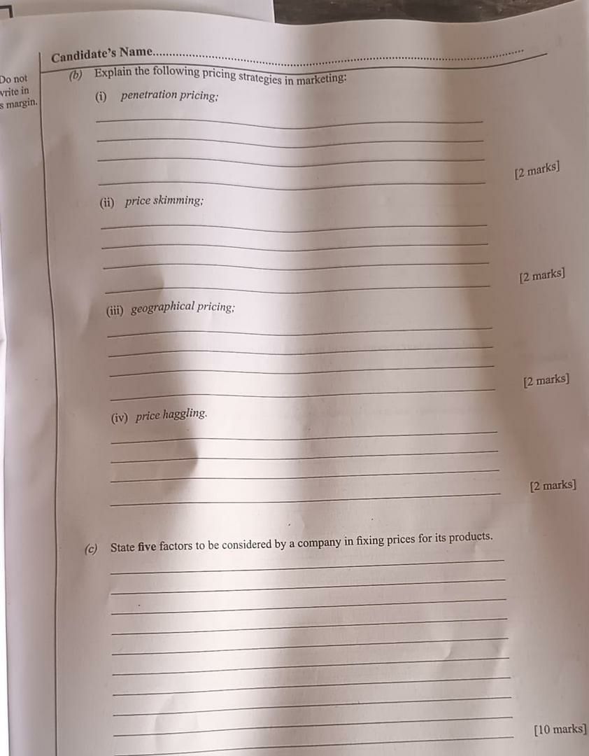 WAEC 2026 Marketing question paper page 3