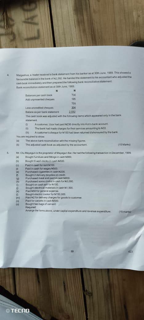 NABTEB 2026 Financial Accounting question paper page 1