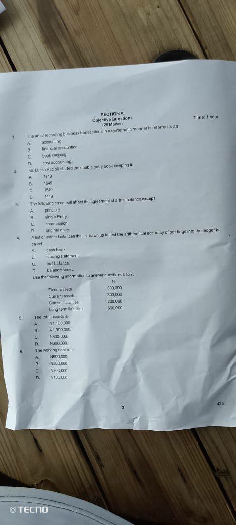 NABTEB 2026 Financial Accounting question paper page 4