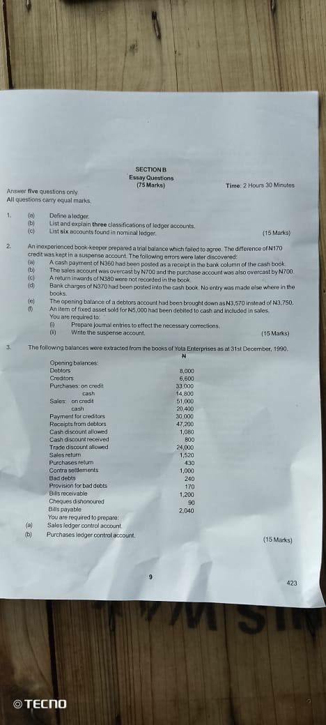 NABTEB 2026 Financial Accounting question paper page 8