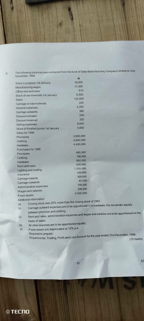 NABTEB 2026 Financial Accounting question paper page 9