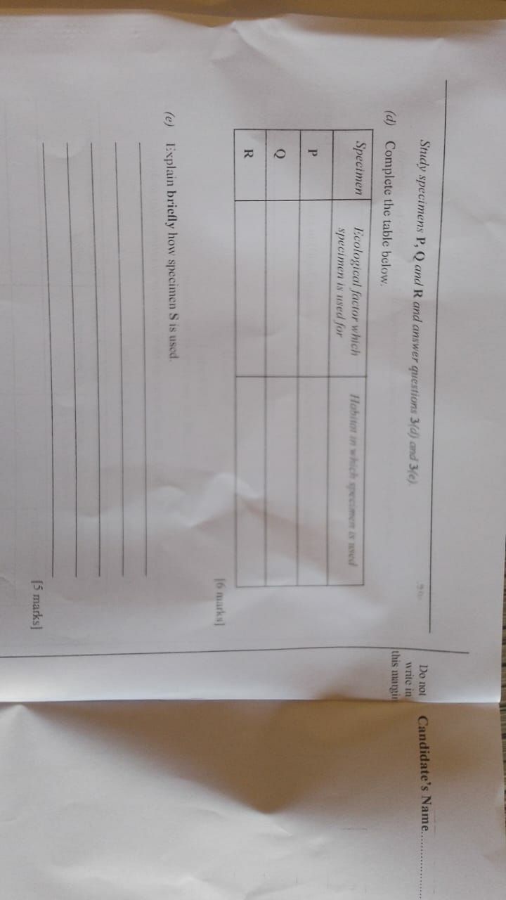 WAEC 2026 Biology 3 Practical question paper page 6