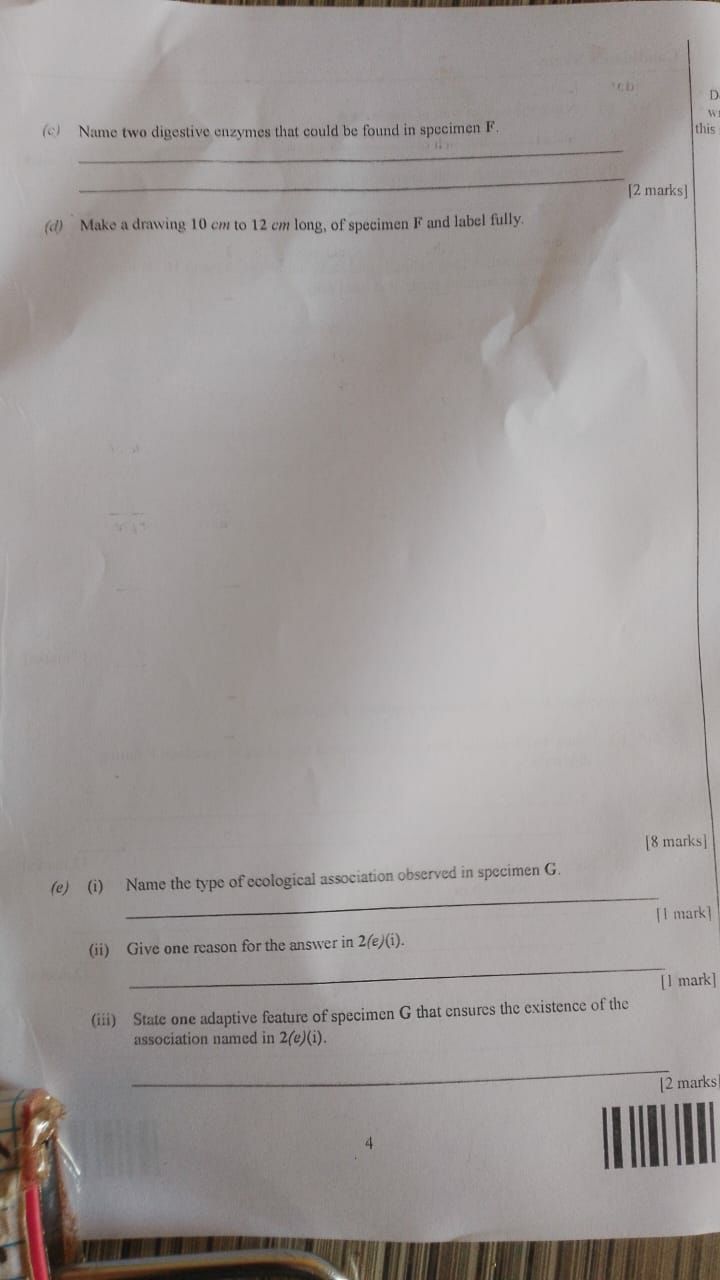 WAEC 2026 Biology 3 Practical question paper page 3