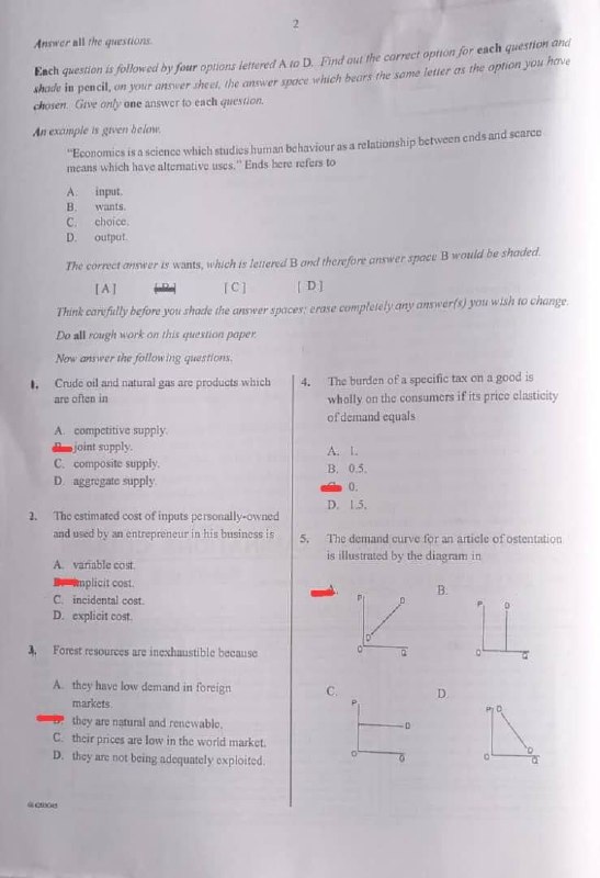 2026 WAEC Economics objective question paper page 1