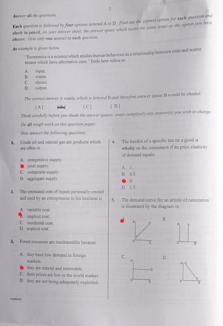 2026 WAEC Economics objective question paper page 9