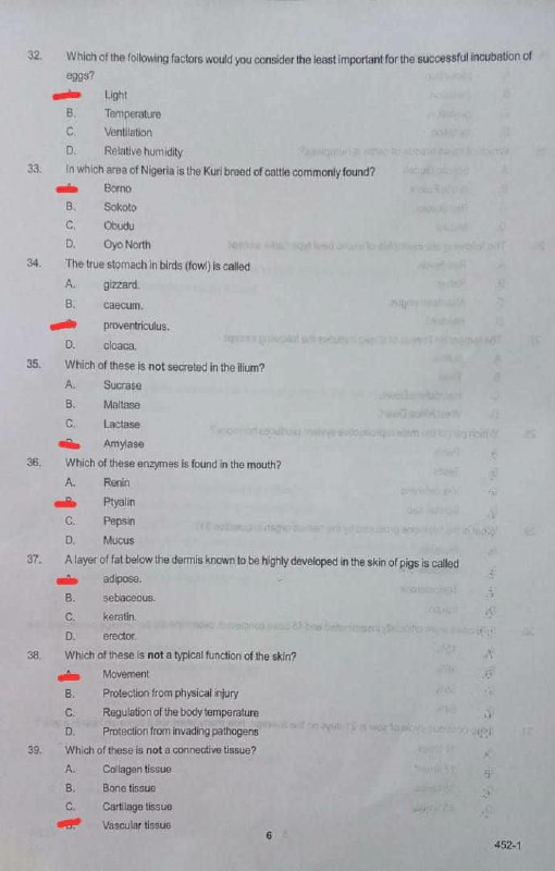 NABTEB 2026 Animal Science Question Paper