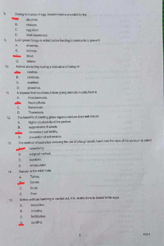NABTEB 2026 Animal Science Question Paper