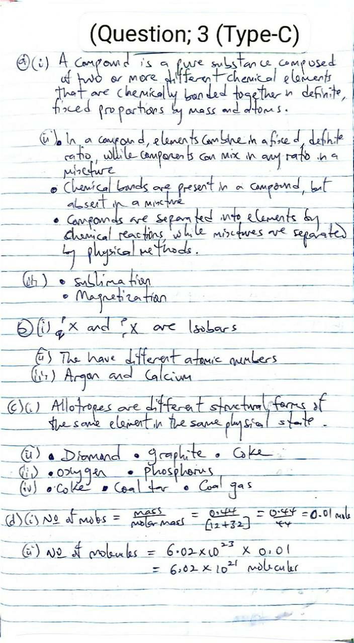 NABTEB 2026 Chemistry Type C Essay Answer page 1