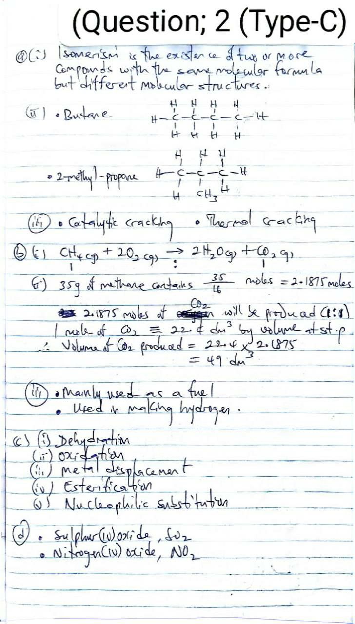 NABTEB 2026 Chemistry Type C Essay Answer page 3