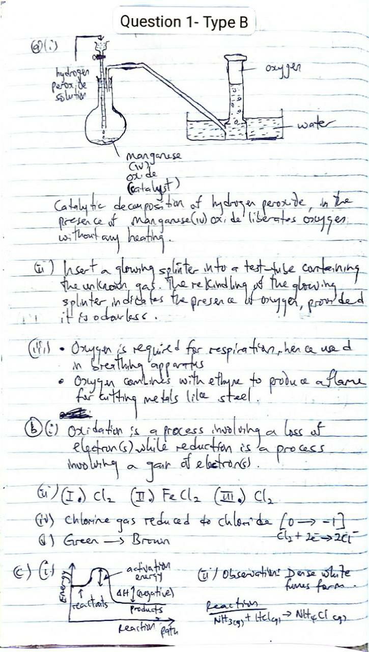 NABTEB 2026 Chemistry Type B Essay Answer page 1