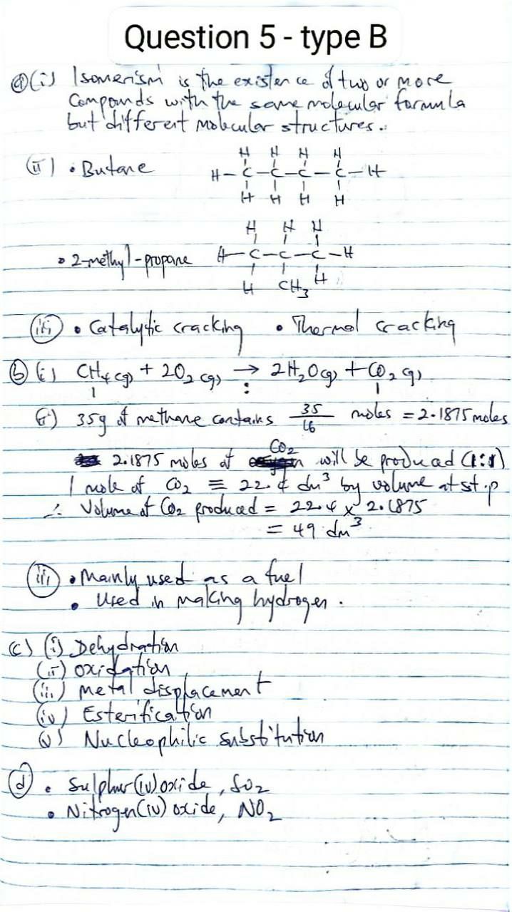 NABTEB 2026 Chemistry Type B Essay Answer page 2