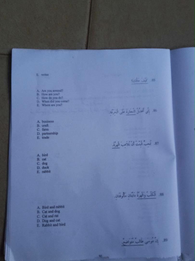 NECO 2026 Arabic Language Question Paper
