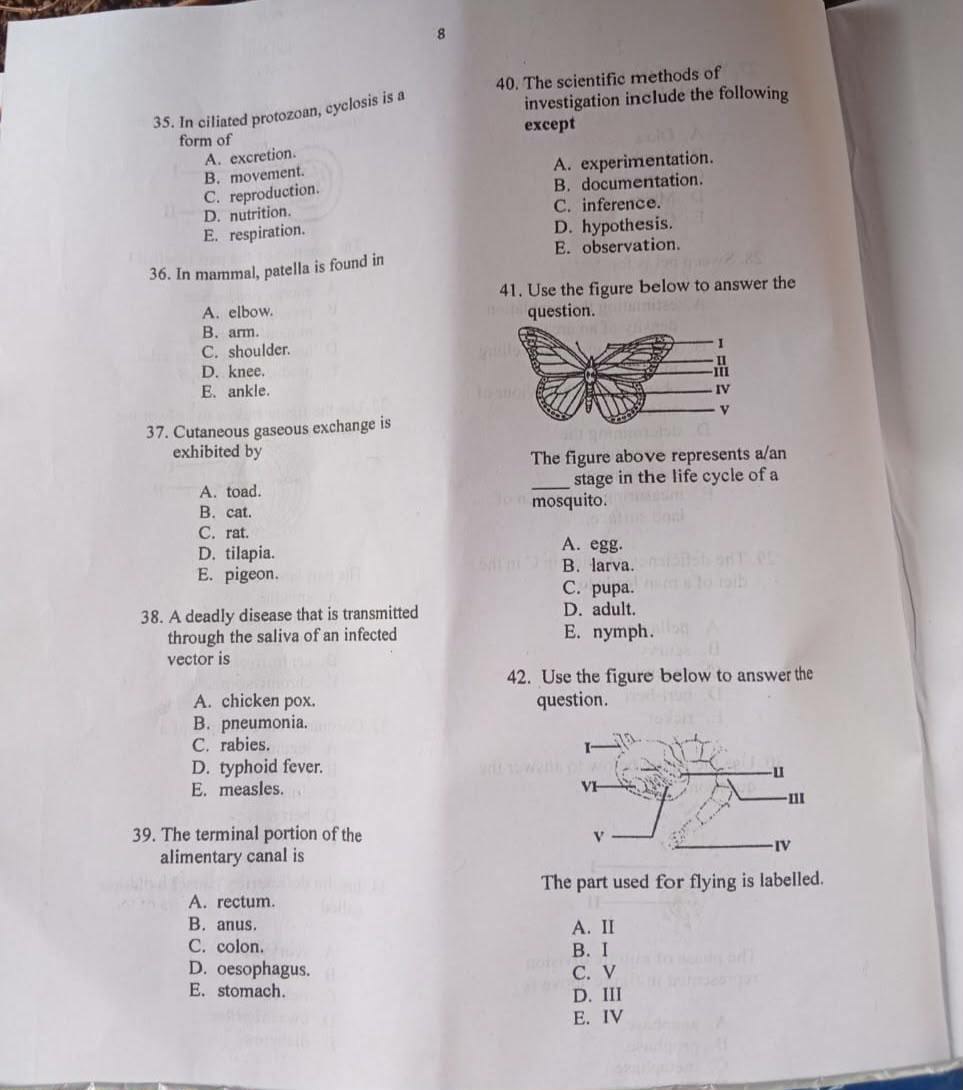 NECO 2026 Biology question paper page 1