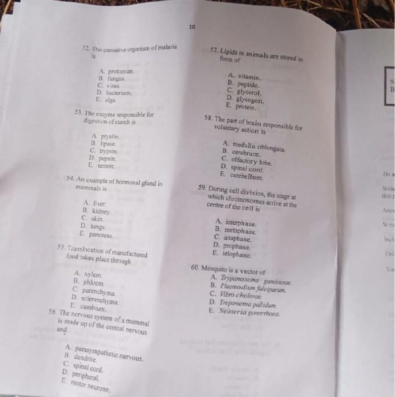 NECO 2026 Biology question paper page 2