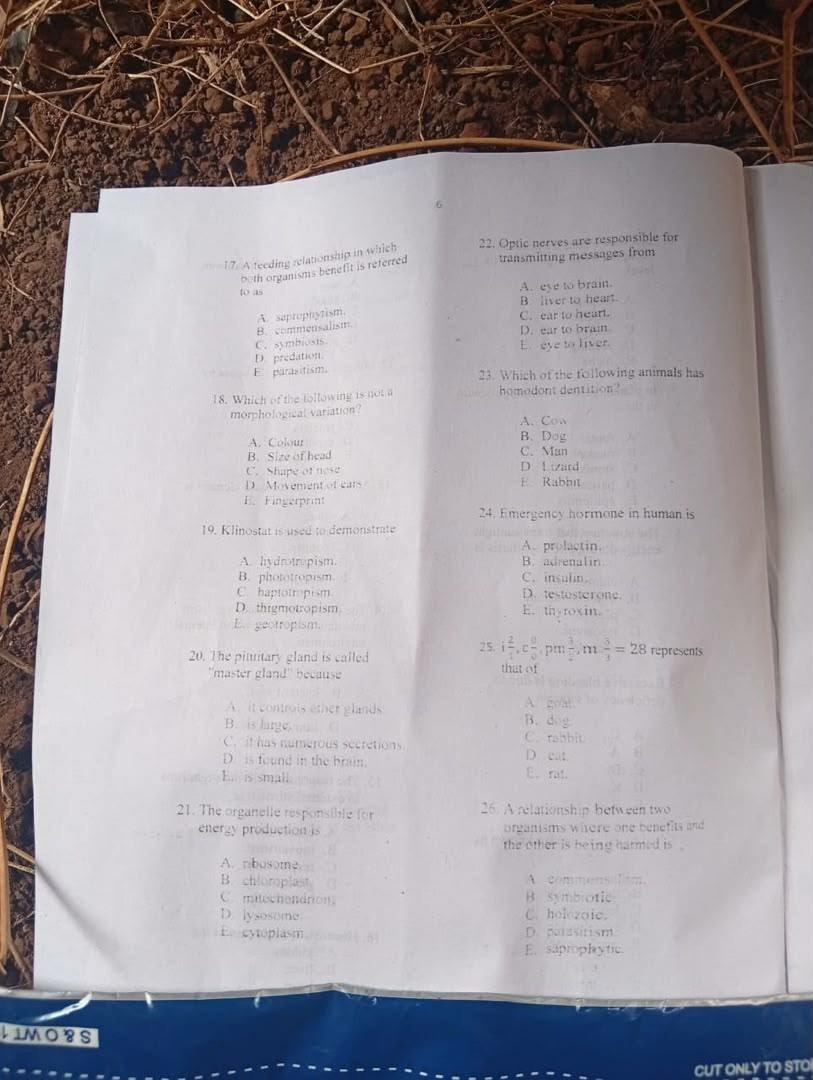 NECO 2026 Biology question paper page 4