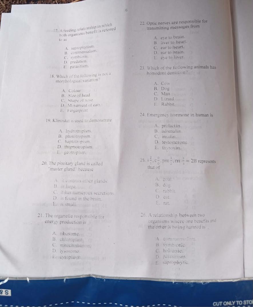 NECO 2026 Biology question paper page 8