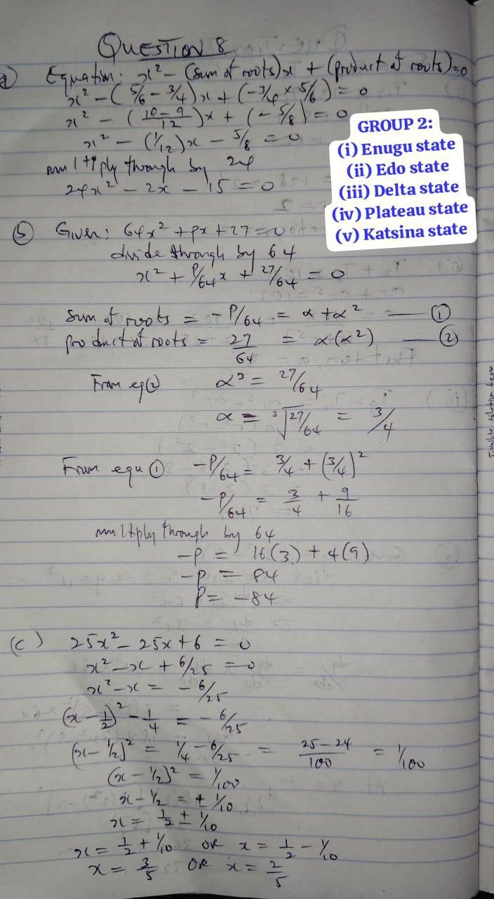 NECO 2026 Maths Theory Solution 9