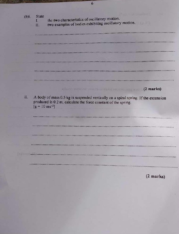 NECO 2026 Physics Practical Question Paper
