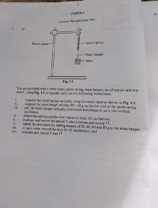 NECO 2026 Physics Practical Question Paper