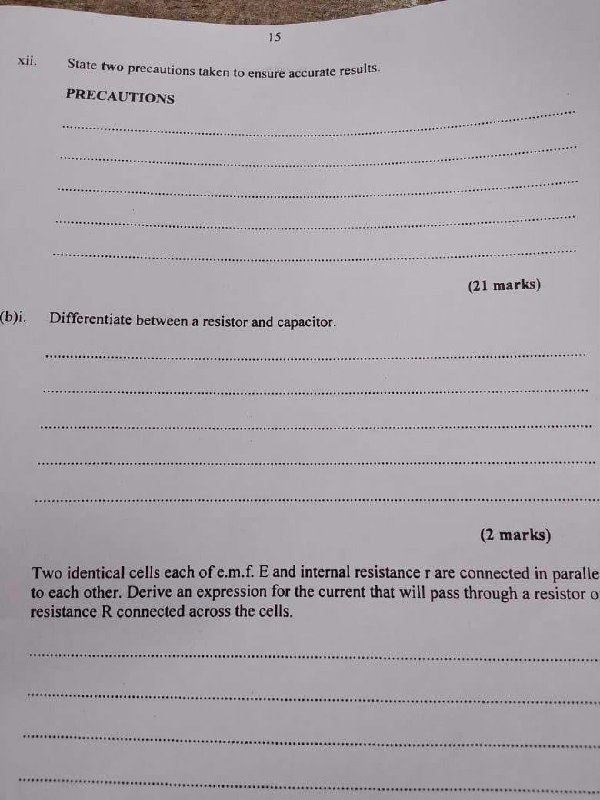 NECO 2026 Physics Practical Question Paper