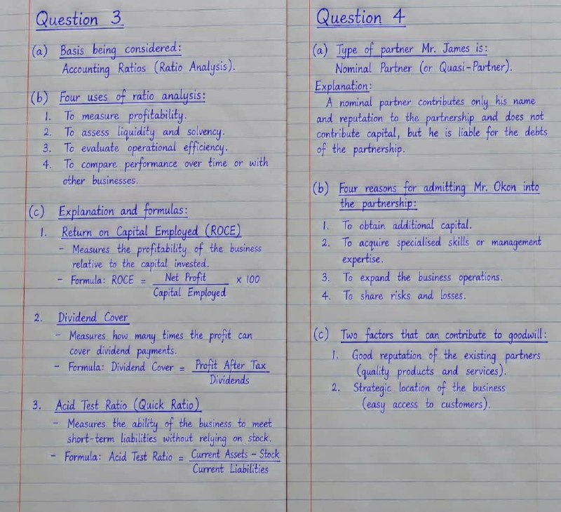 WAEC 2026 GCE Accounting Answers